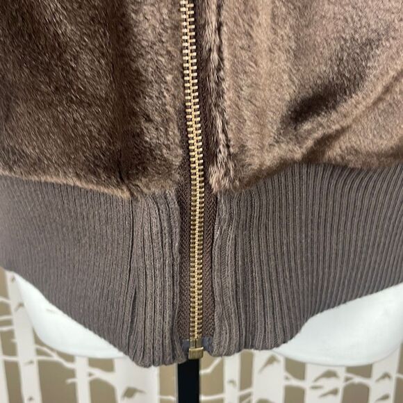 Faux Fur Reversible Hooded Zip Front Vest S M Chocolate Brown - Picture 9 of 13